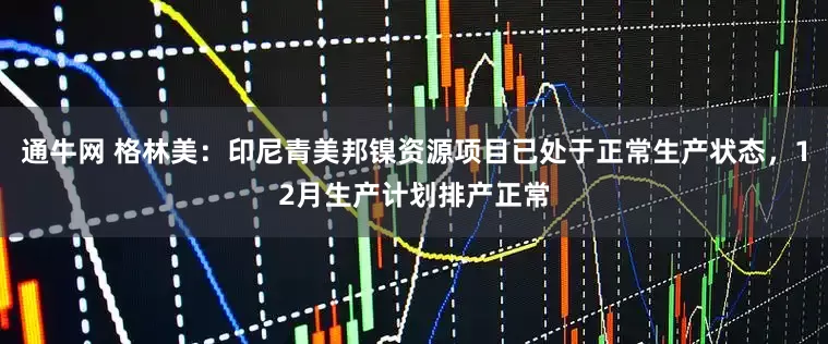 通牛网 格林美：印尼青美邦镍资源项目已处于正常生产状态，12月生产计划排产正常